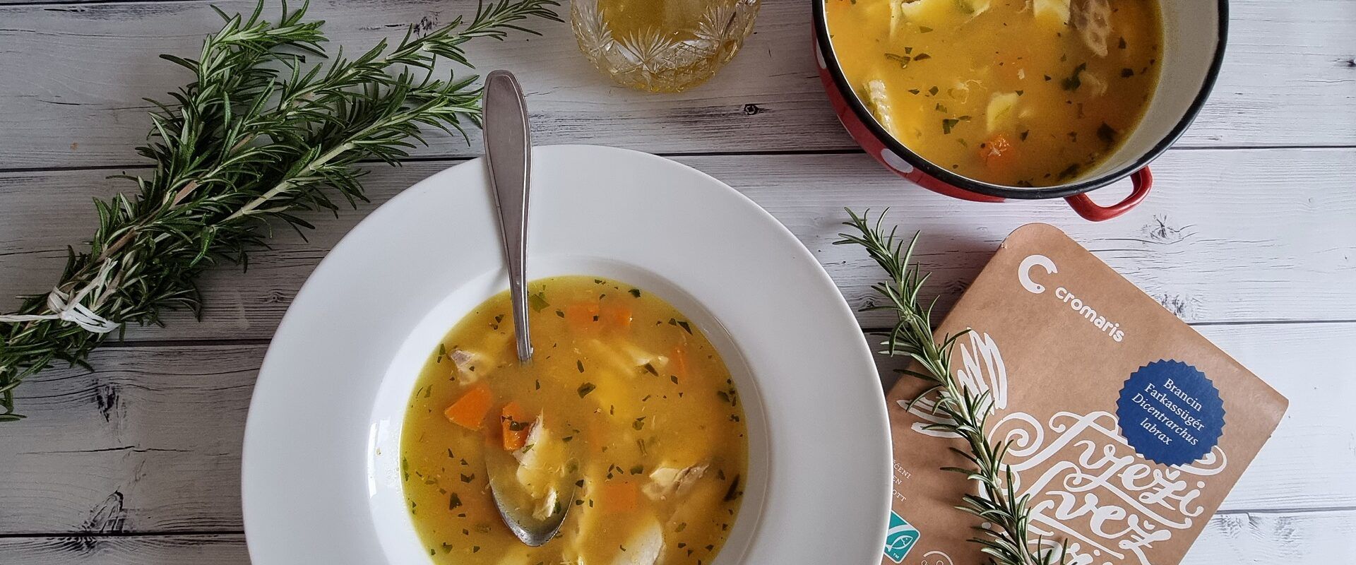 Sea Bass Soup with Pumpkin and Rosemary